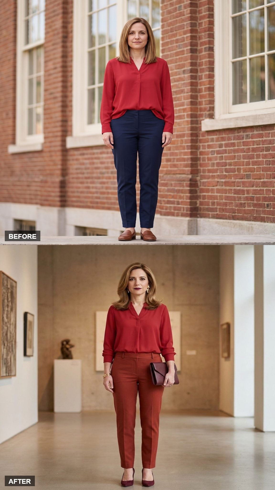 Monochrome Confidence in Head-to-Toe Warm Red