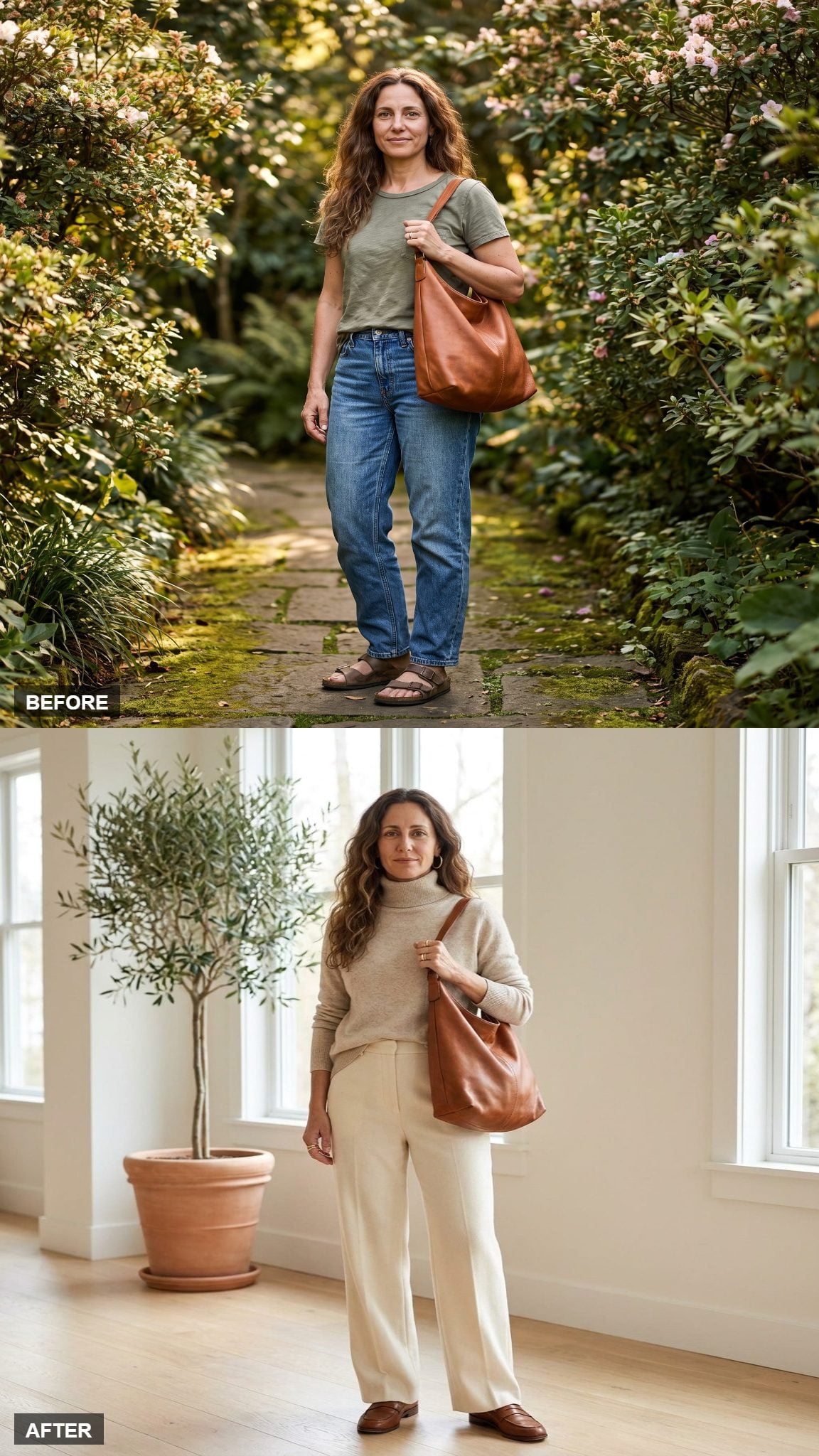 Oatmeal Turtleneck and Wide-Leg Cream, Sunday at Its Best