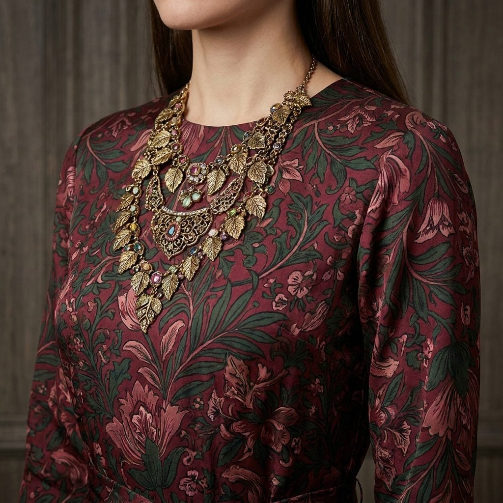 An Ornate Necklace Fighting a Busy Print