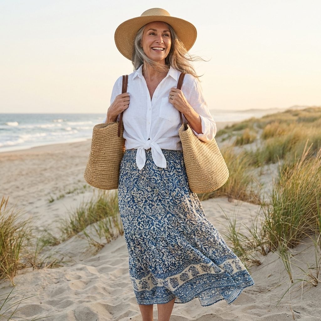Paired With a Maxi Skirt and Woven Accessories