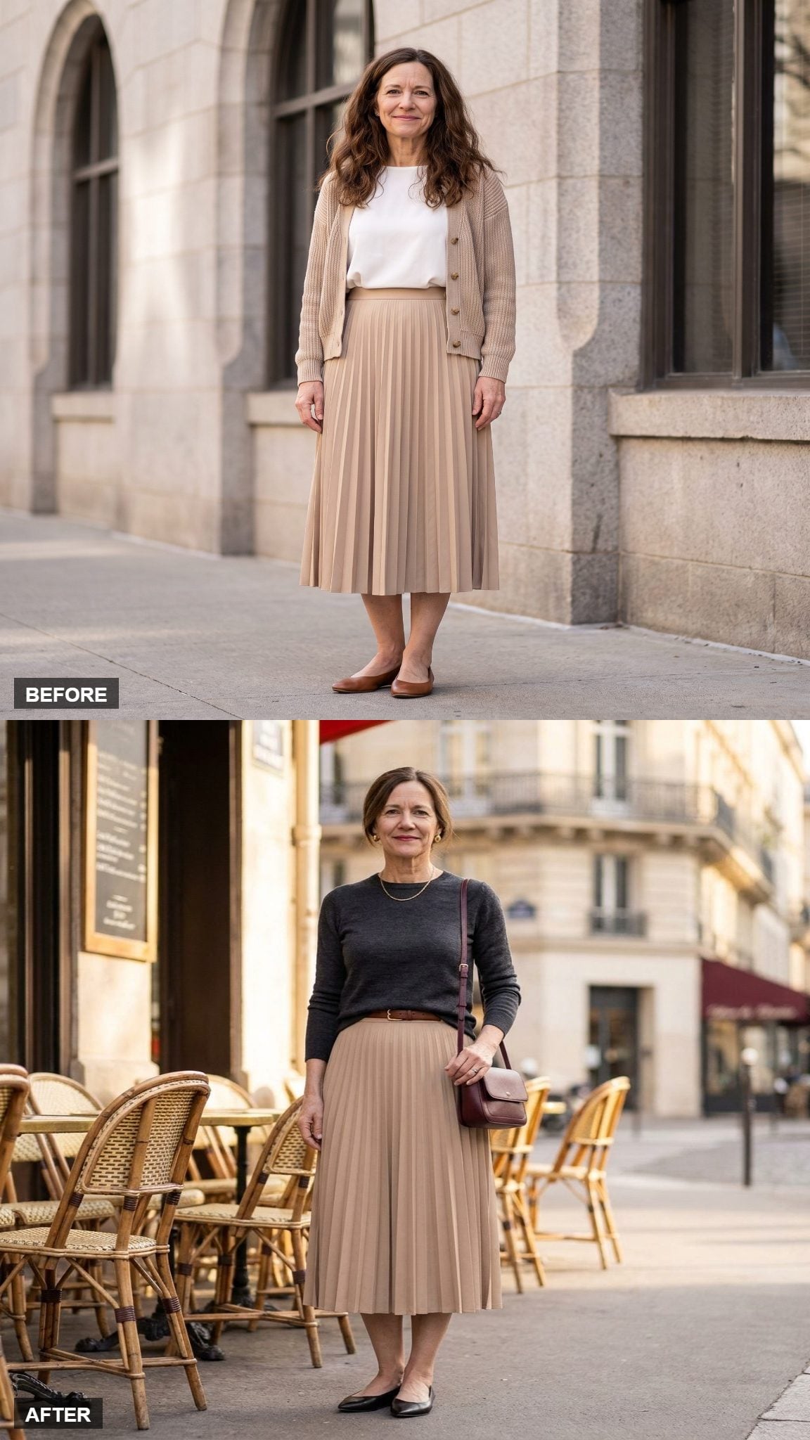 Parisian Café Ease in a Fine-Gauge Knit and Ballet Flats