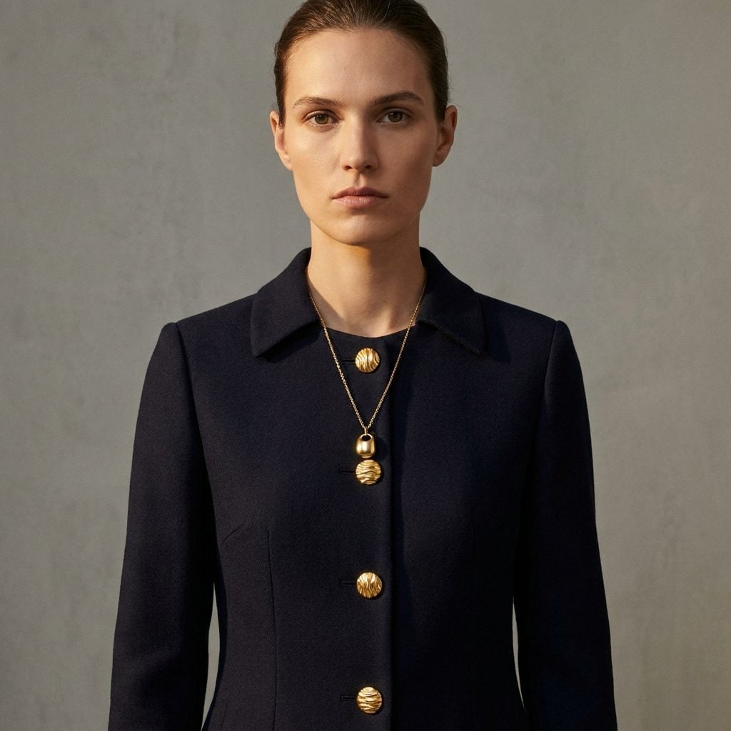 A Pendant Fighting With Sculptural Jacket Buttons