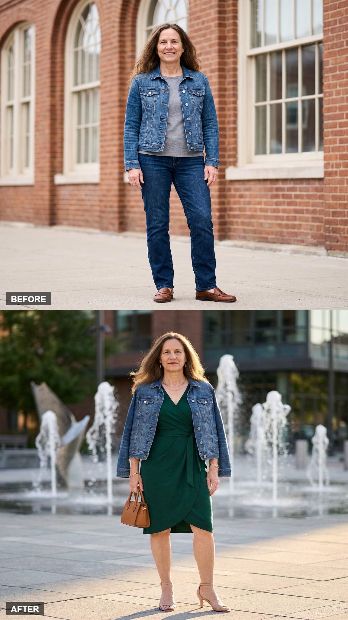 Plaza Fountains in a Fitted Wrap Dress