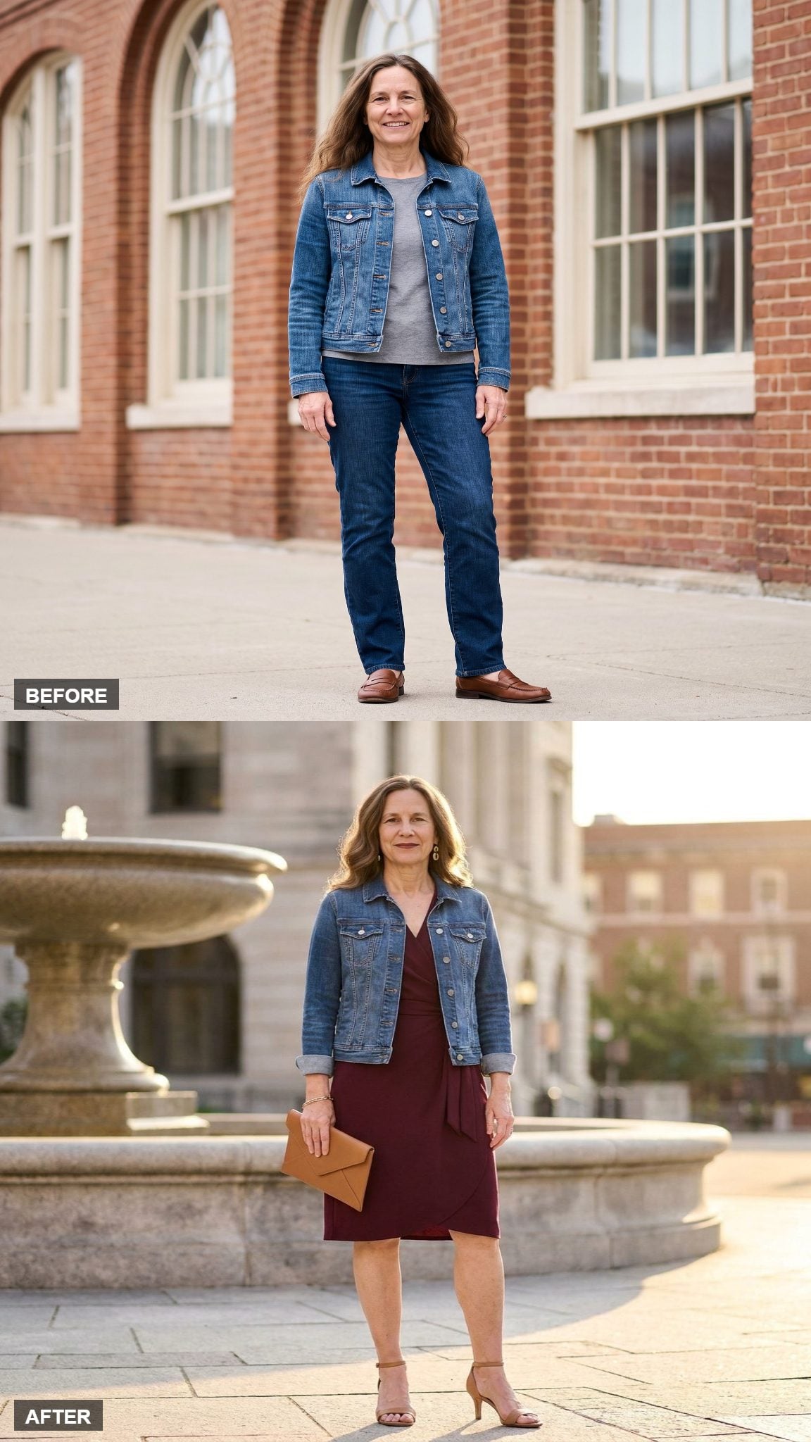 Plaza Fountains in a Fitted Wrap Dress