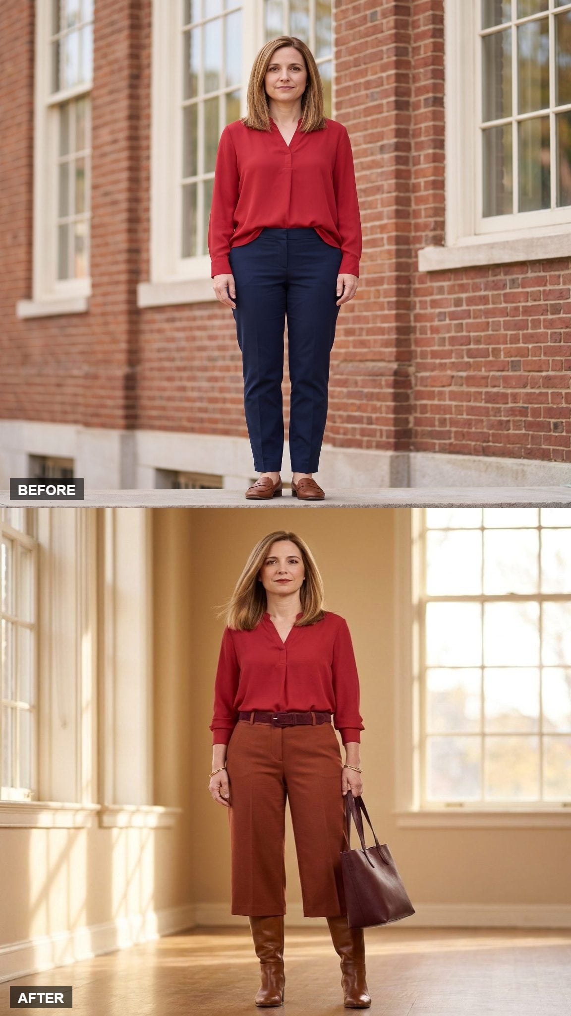 Quiet Power in Tonal Rust and Burgundy
