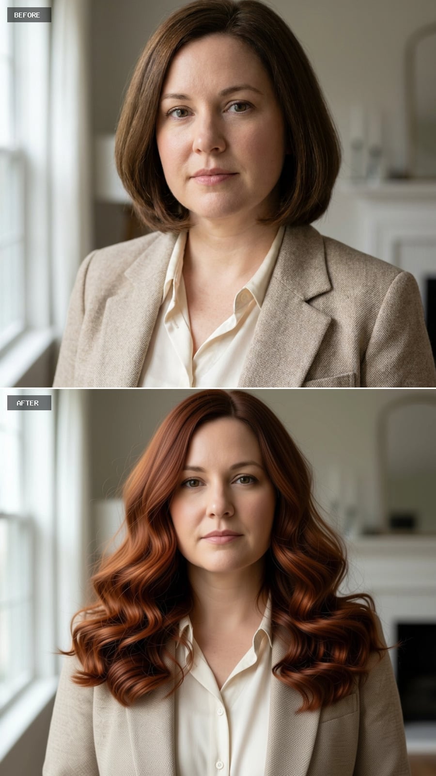 Copper Waves That Convince a Round Face to Read as Oval