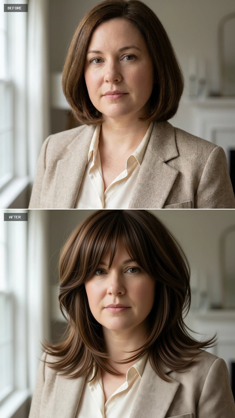 Curtain Bangs and Shoulder-Length Layers That Give a Round Face Its First Real Argument