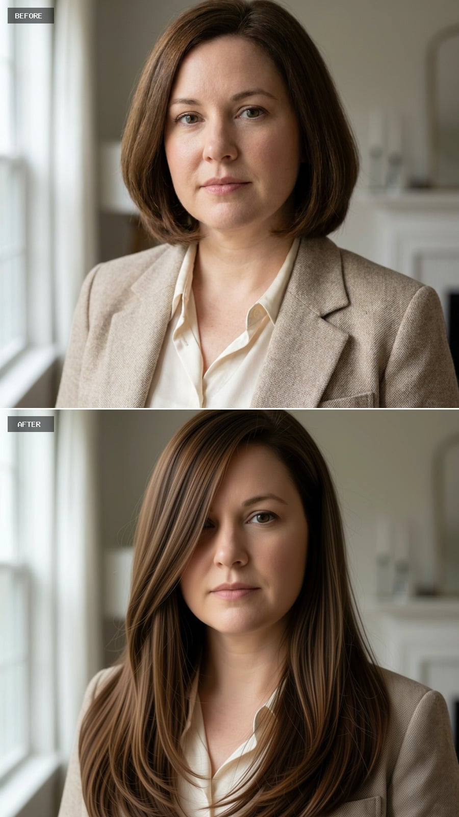 Long Layers With Face-Framing Highlights Rewired How Her Bone Structure Reads