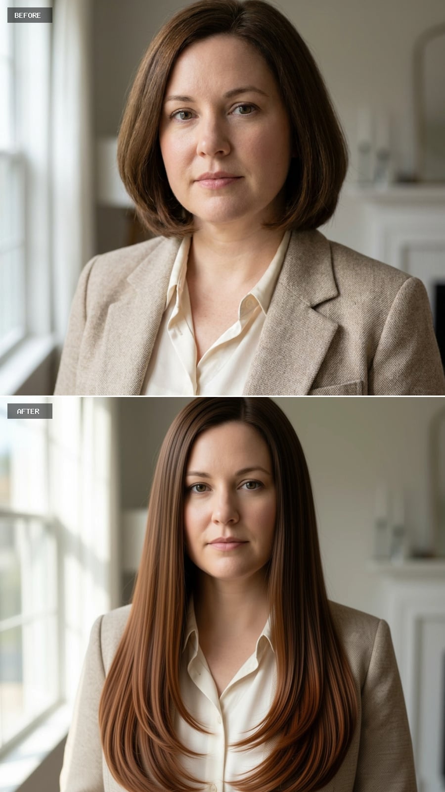 Long, Straight Layers That Rewrite the Rules on Round Face Shapes