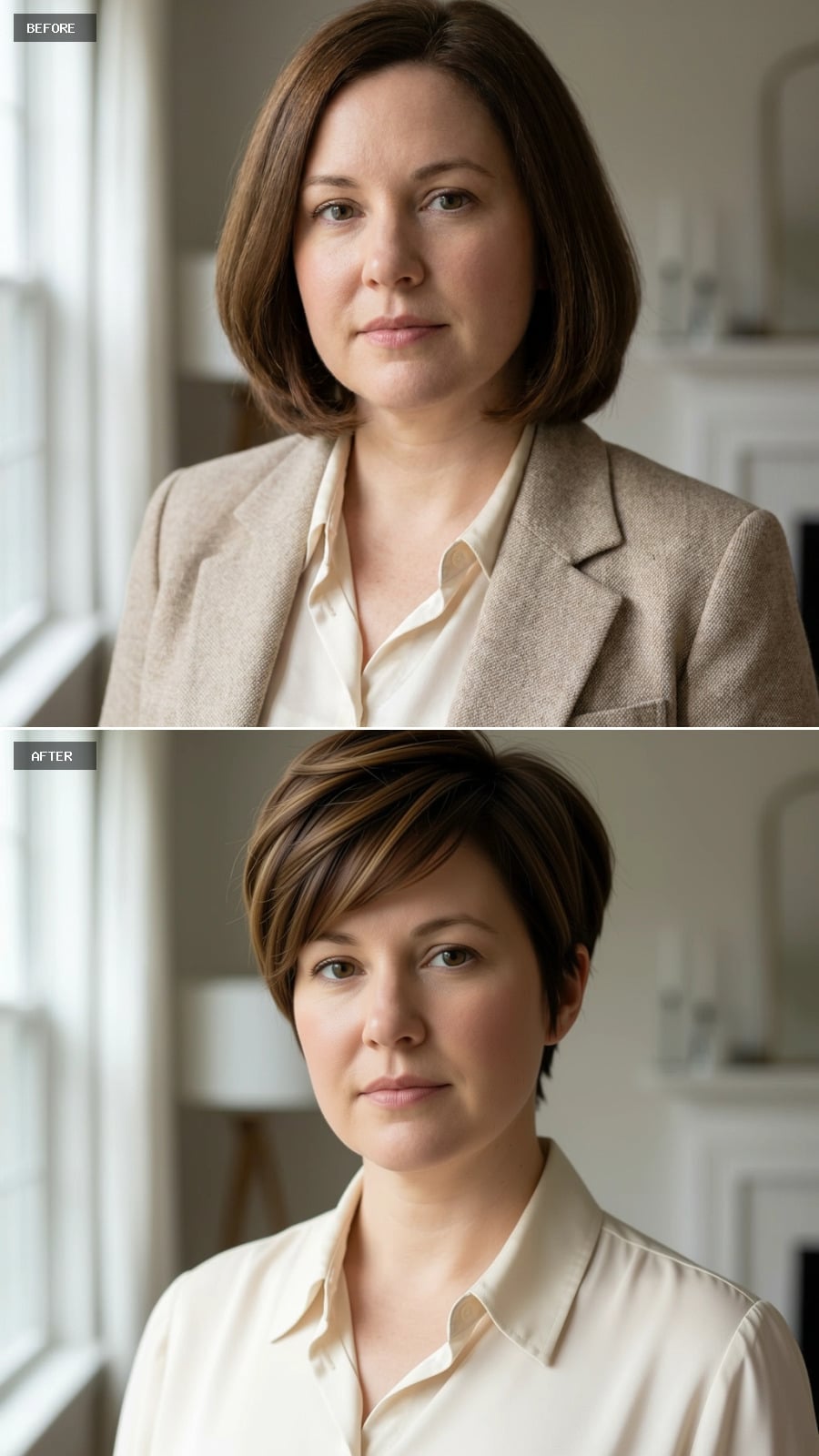 Pixie-Length Cut With Side Sweep That Quietly Convinces a Round Face It Was Wrong About Itself