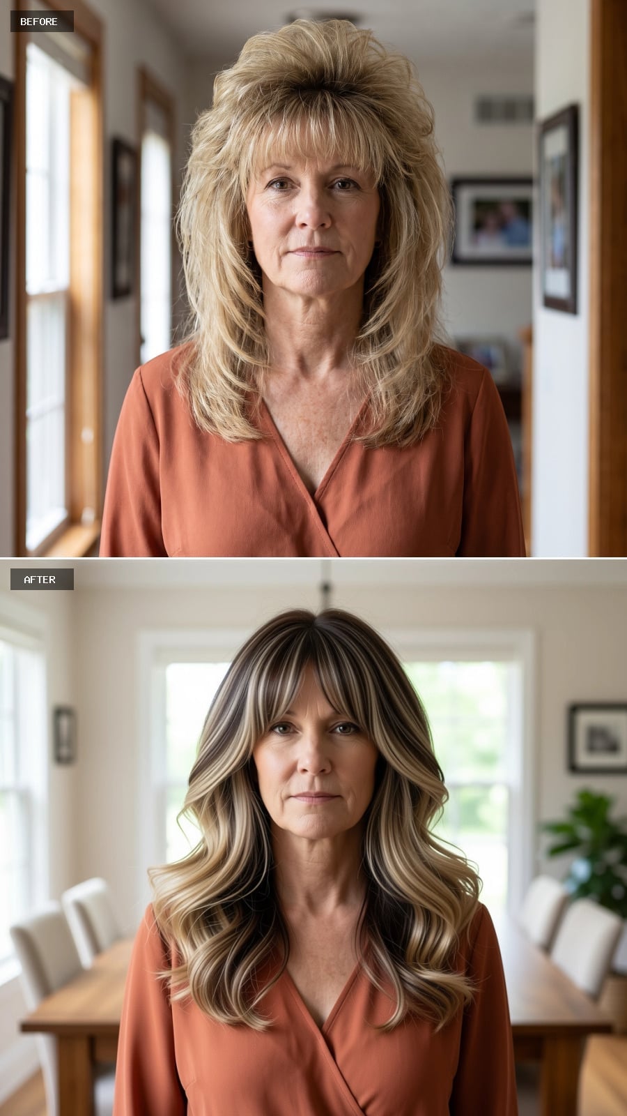 Brunette Roots and Blonde Ends Create a Brighter Lower Frame
