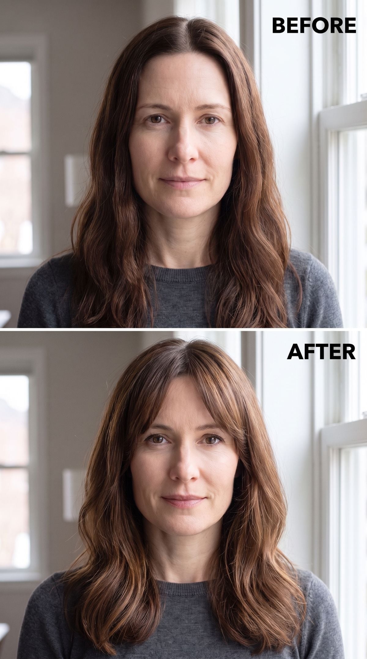 Curtain Bangs on a Square Face, Done Right Without Softening Her Into Someone Else
