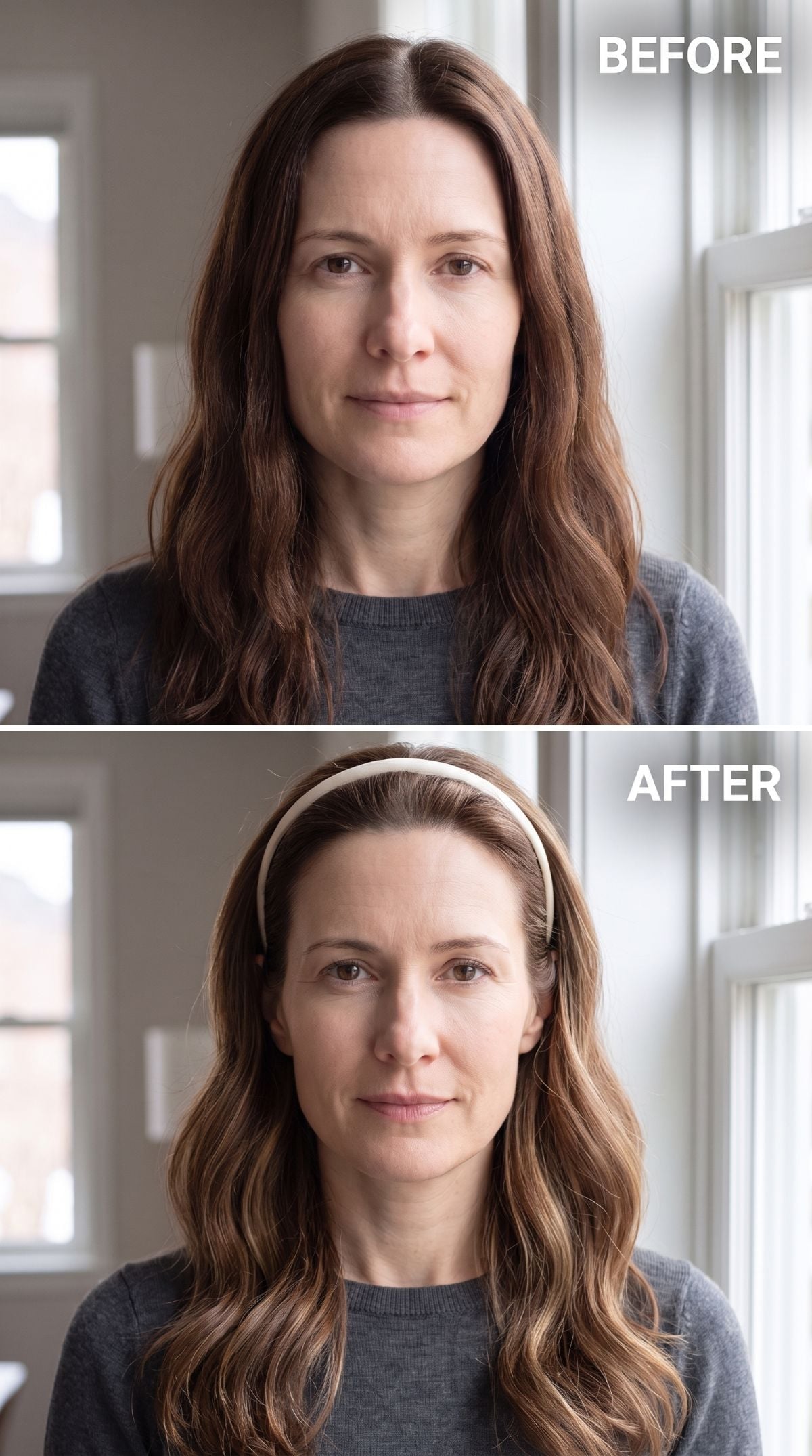 Pulling Her Hair Back With a Headband Did More Structural Work Than Layers Ever Had