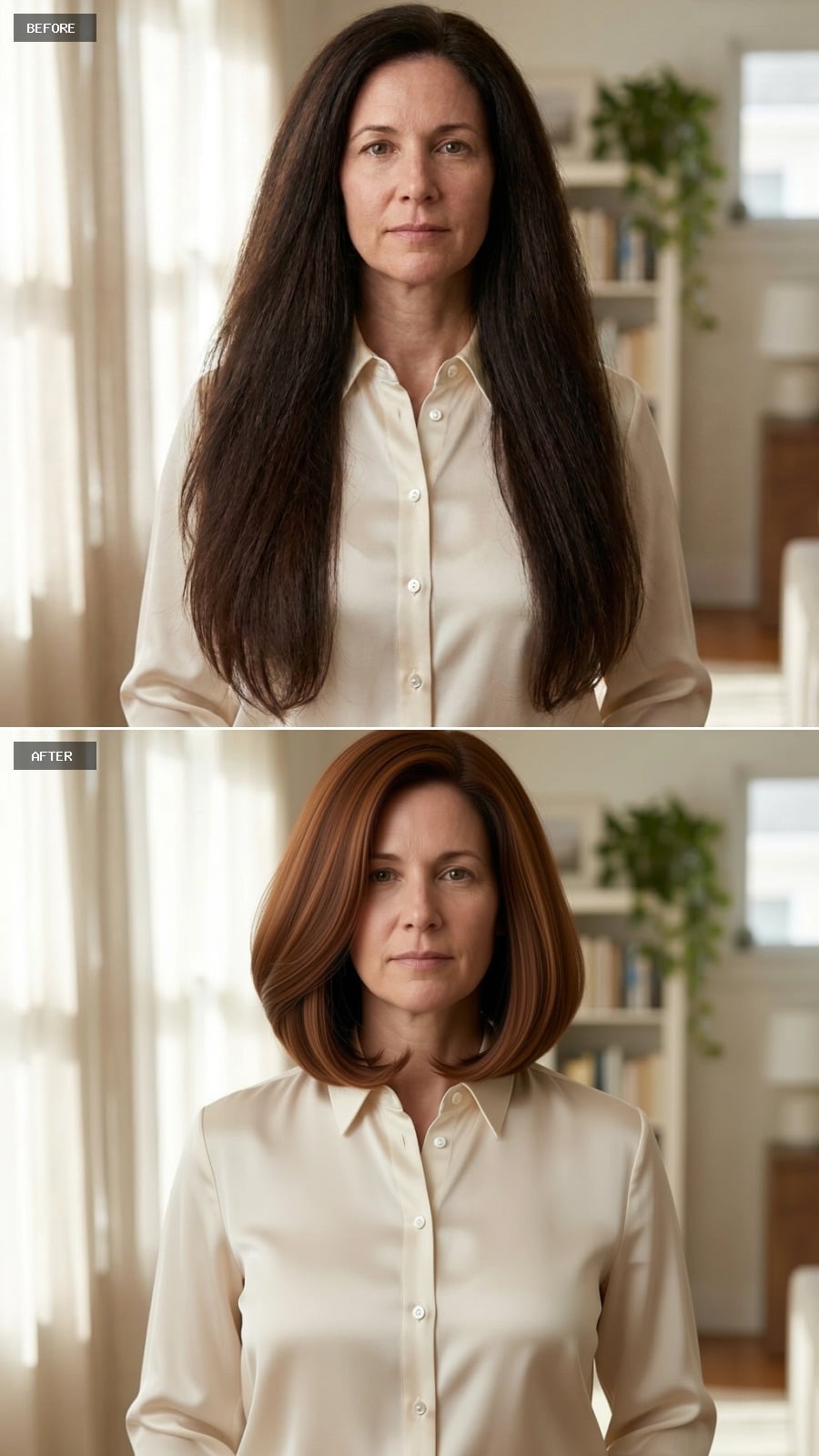 Copper-auburn bob with rounded ends