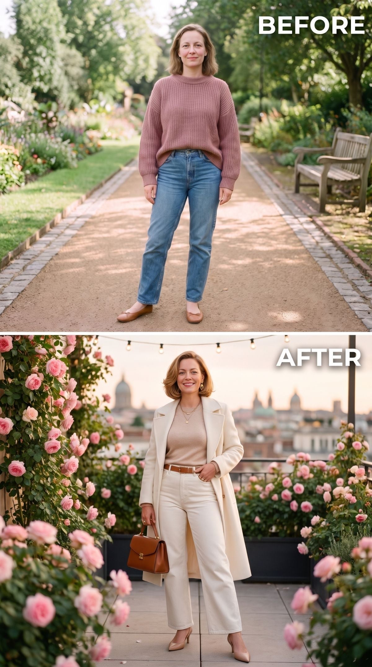 Cream Coat, a Tan Tee, and What Happened When She Stopped Hiding the Waist