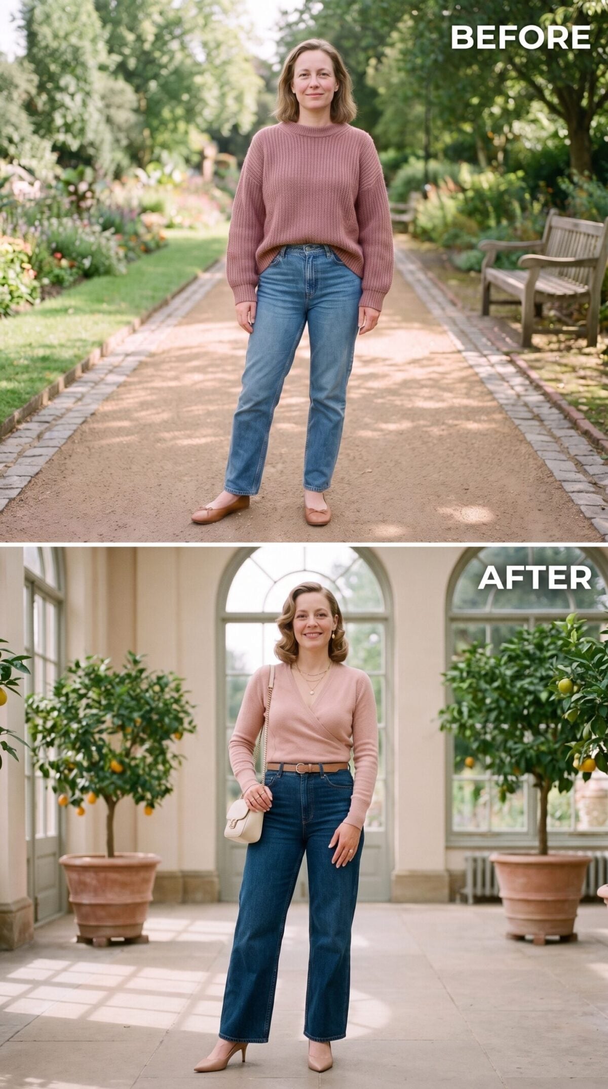 Fitted V-Neck, Wide-Leg Denim, and the Belt That Finally Made It Click