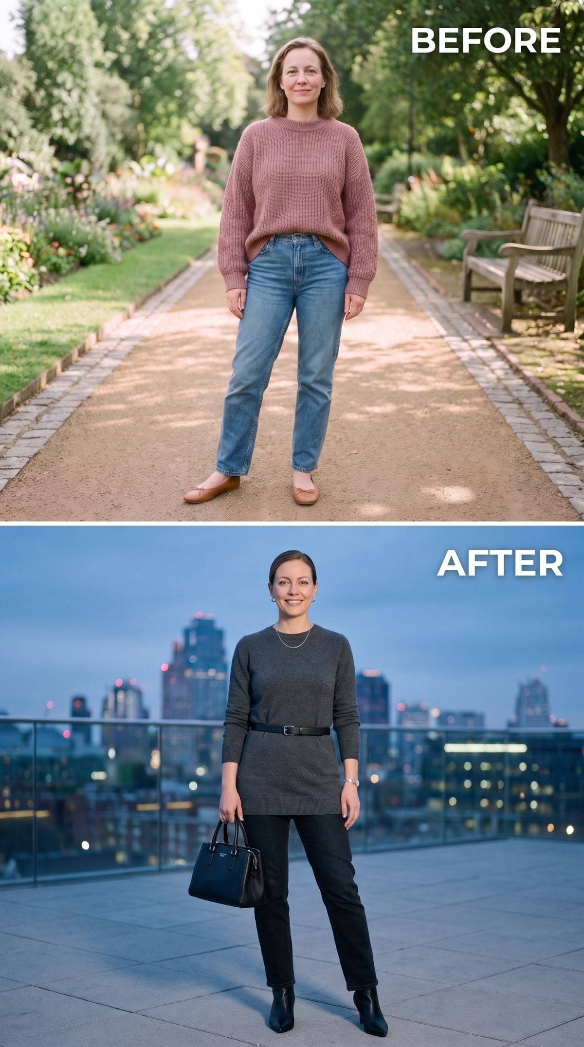 Pink Oversized Knit, Dark City Skyline, and Why the Belt Finally Made the Sweater Work