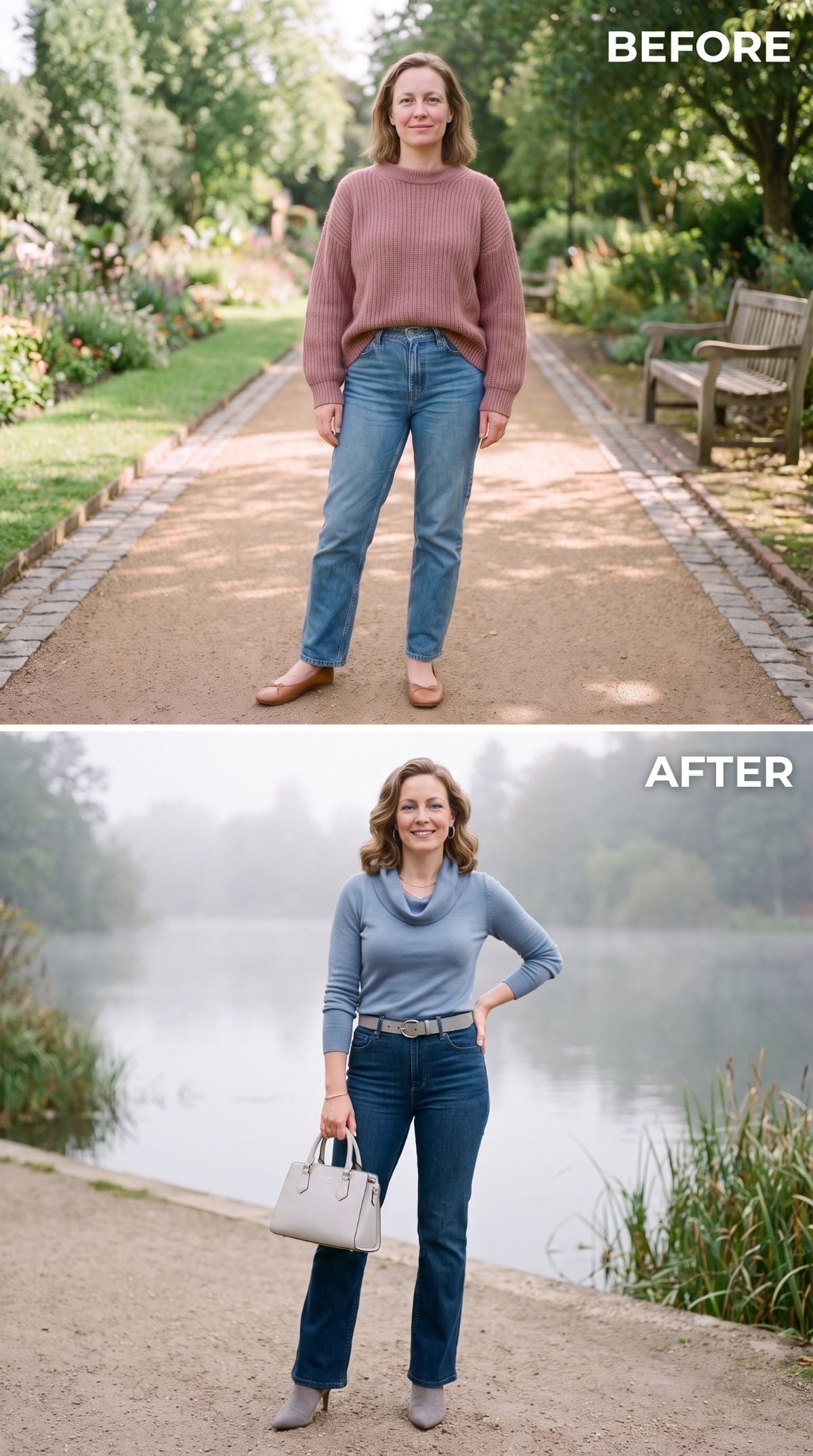 Pink Oversized Knit vs. Fitted Cowl-Neck: Why the Waistline Was the Real Problem