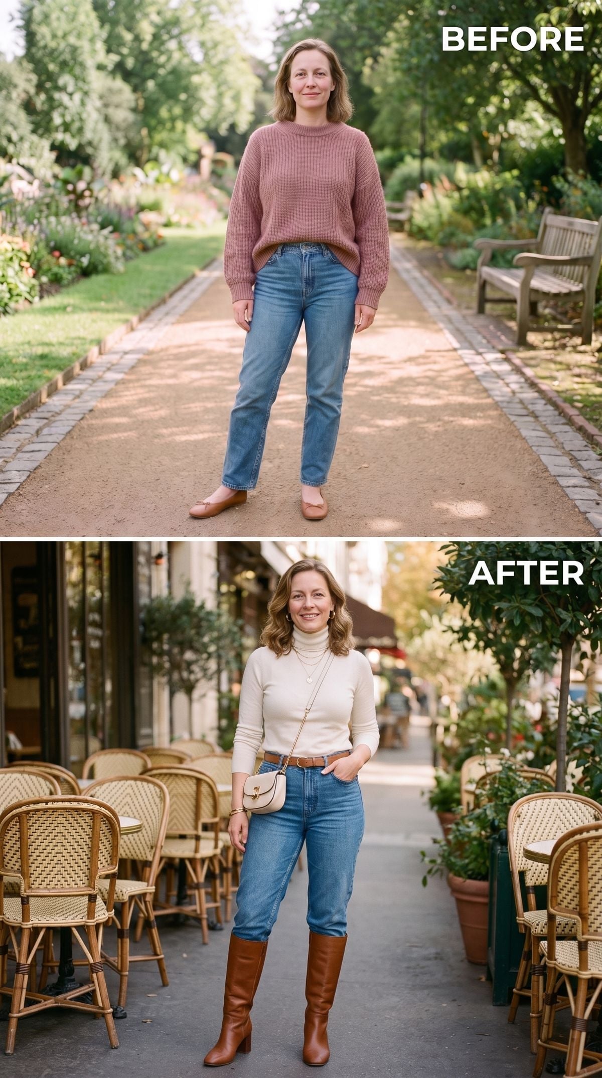 Tucked Turtleneck, Knee Boots, and the Accessory That Pulled the Waist Into Focus
