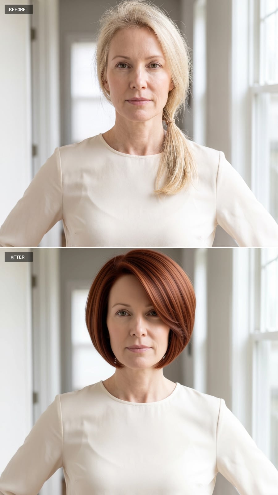 Copper Bob With a Side Sweep That Rewrites What Fine Hair Can Actually Do