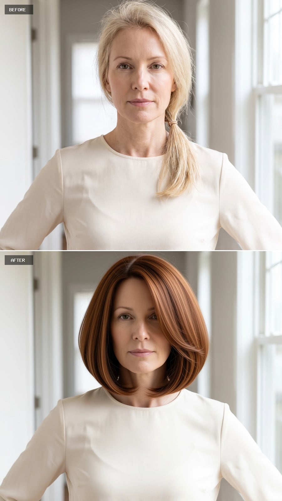 Copper Bob With Highlights That Make Fine Hair Look Like It Has Secrets