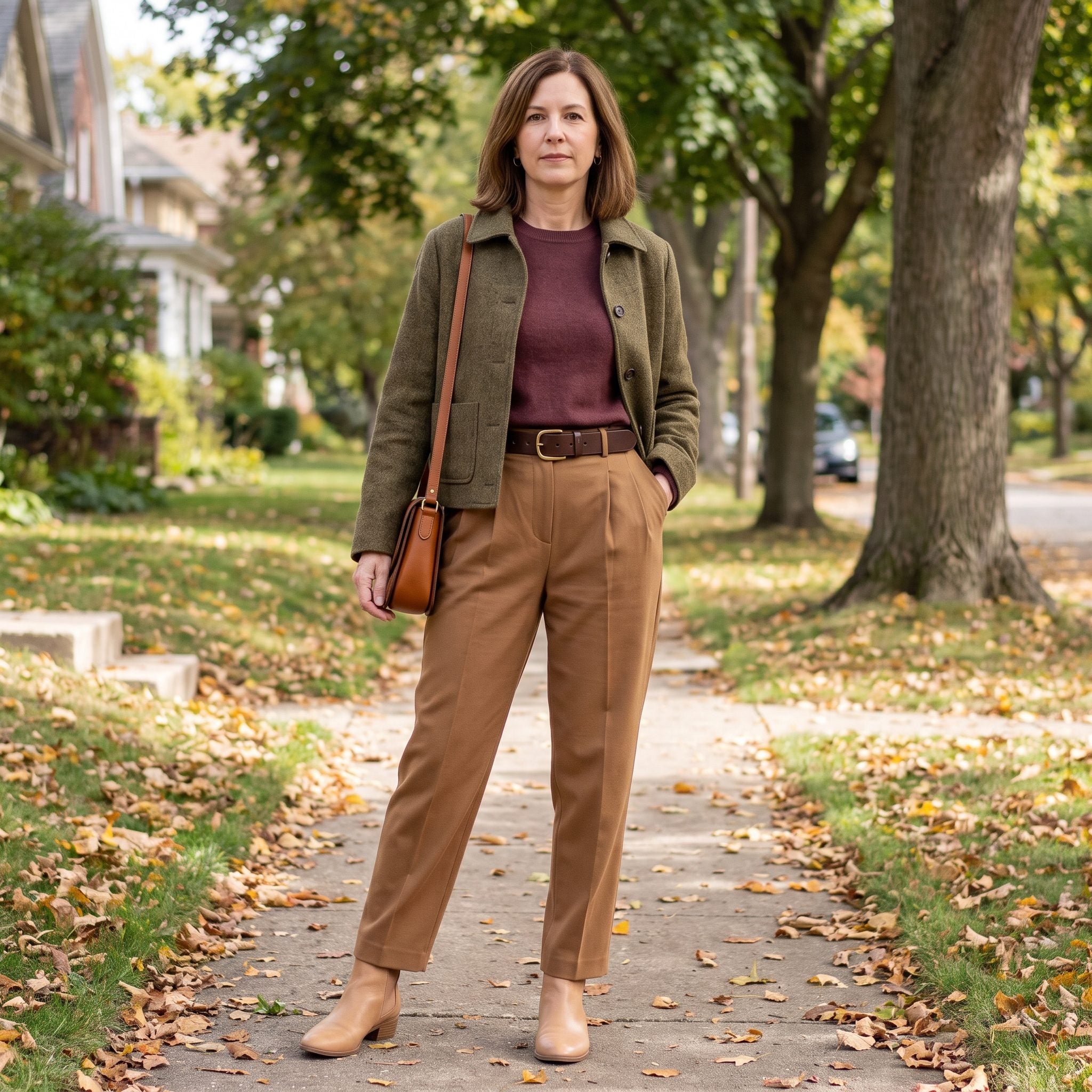 She’s 47 With a Short Waist and Was Tired of Every Outfit Making Her Look Squat. These Are 29 Before & After Fall Looks for Her - Before
