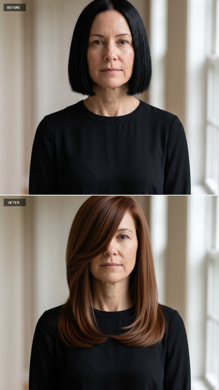 Auburn, Layered, and Longer: Why Side-Swept Volume Reads as Cheekbone