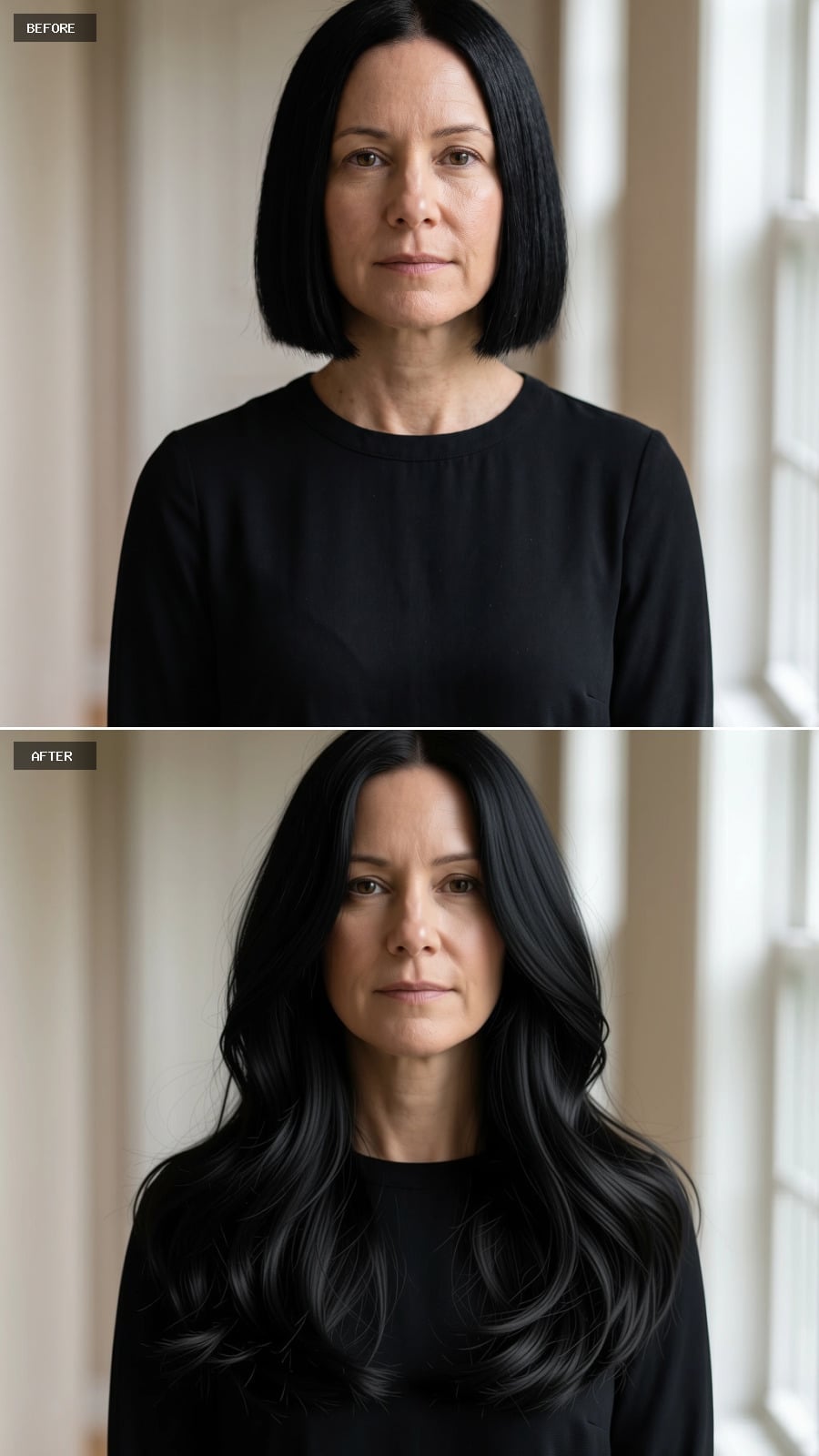 Black Waves Past the Collarbone: Why Length Here Slims Differently Than a Bob Ever Could