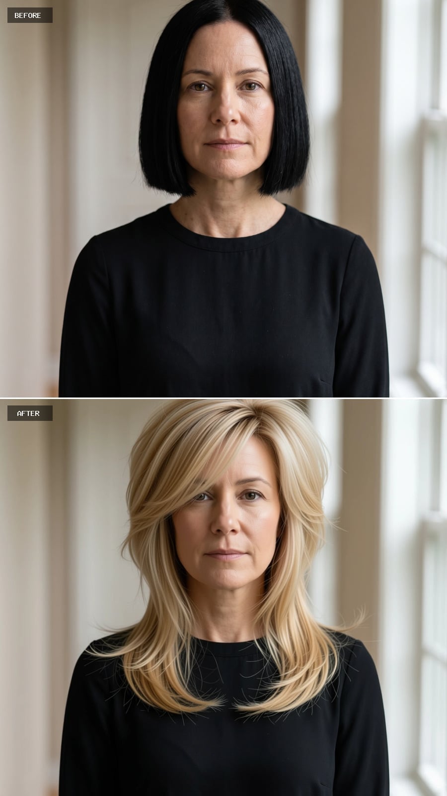 Blonde and Layered Past the Collarbone: How Volume at Eye Level Changes a Face