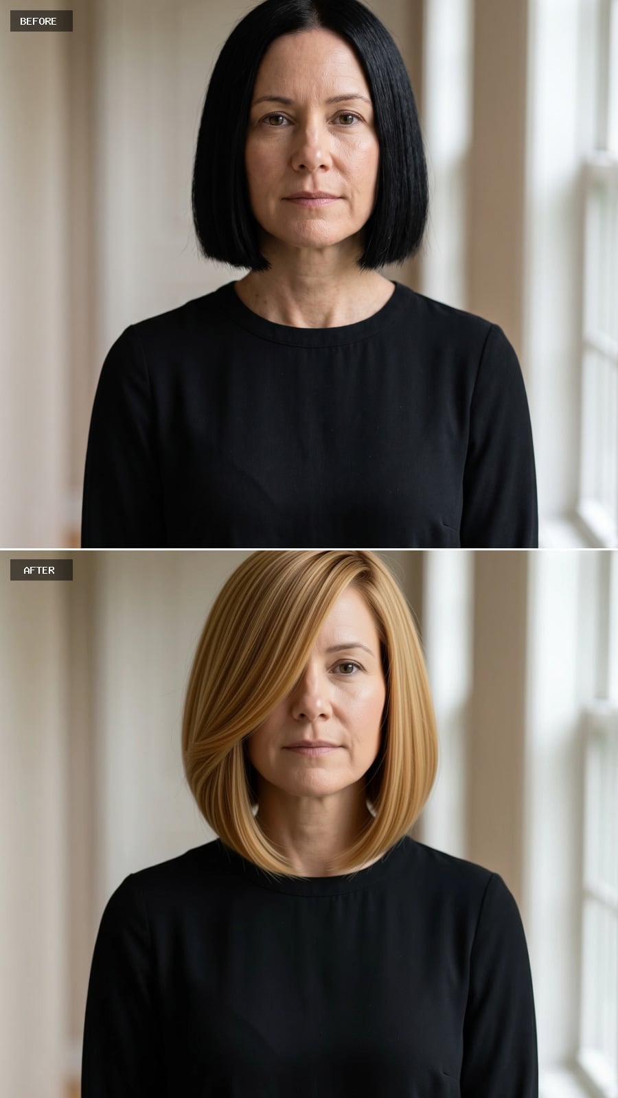 Blonde Bob With a Side Part: What One Color Change Does to Perceived Bone Structure