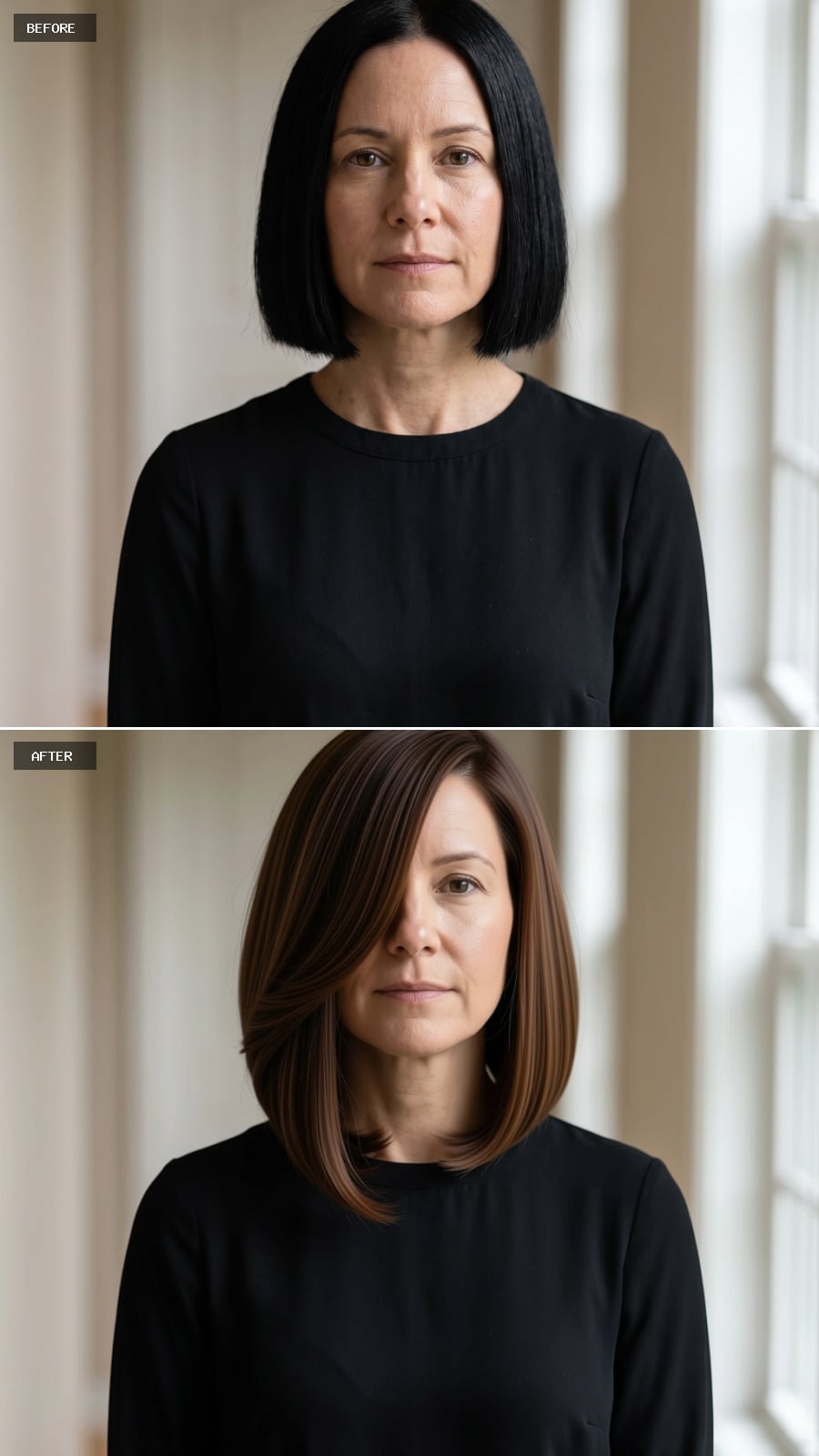 Brown Highlights and a Longer Bob: Side-Parted Volume Does What Blunt Cuts Can't