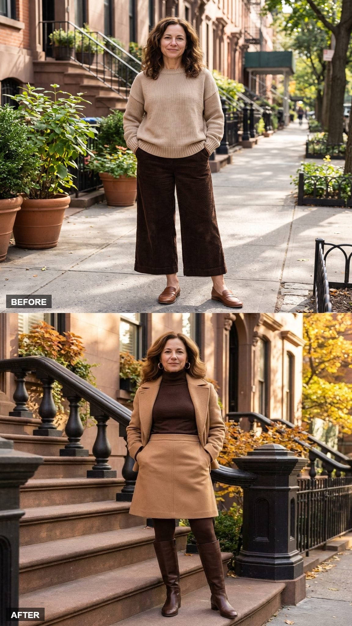 Camel Coat and Knee Boots Just Made 5'3" Look Like It Was Never the Point