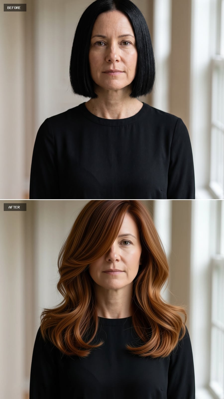 Copper Waves and a Side Part: What Length Does When It Falls Past the Collarbone