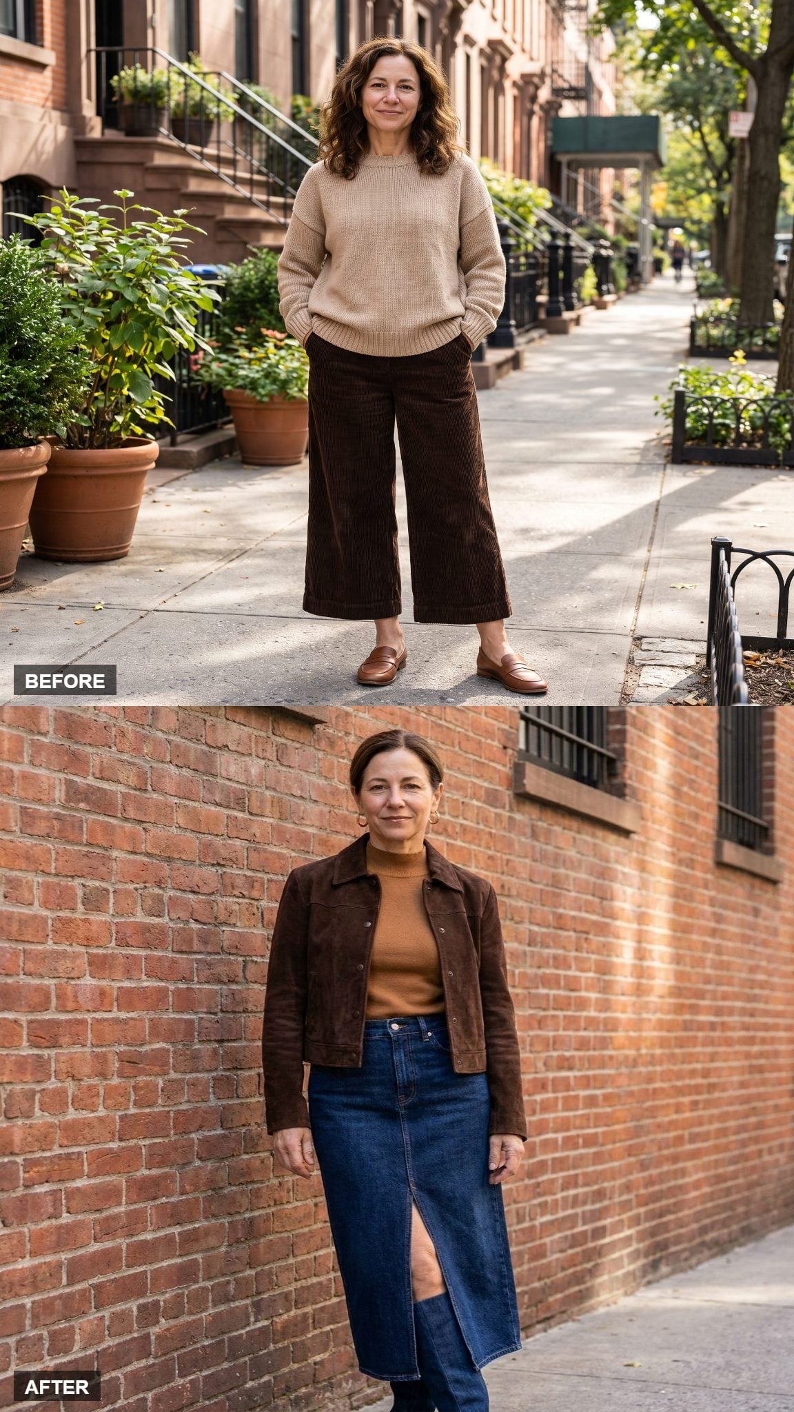 Dark Denim Midi and a Suede Jacket Just Made 5'3" Look Like a Different Equation