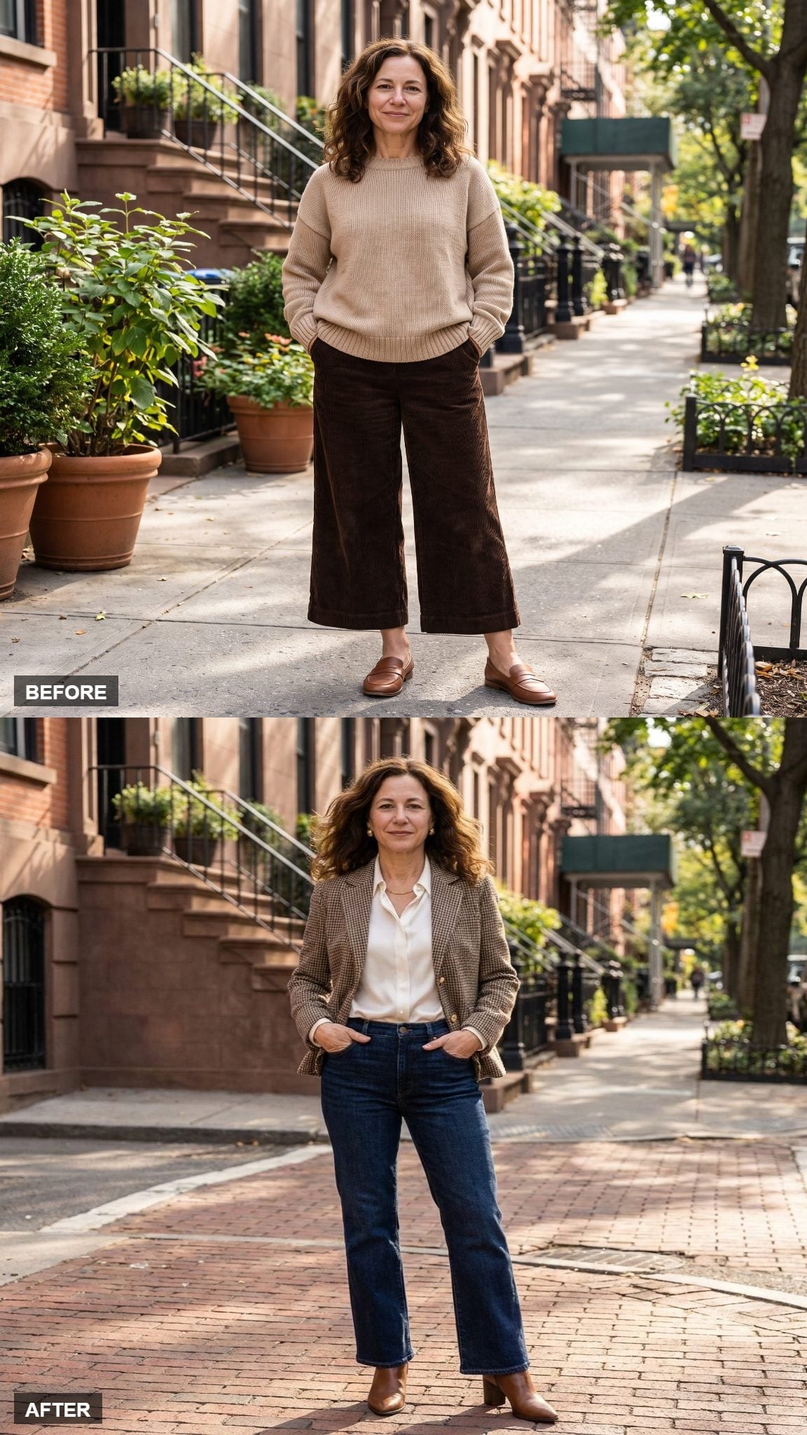Straight-Leg Jeans and a Houndstooth Blazer Just Made 5'3" Look Completely Intentional