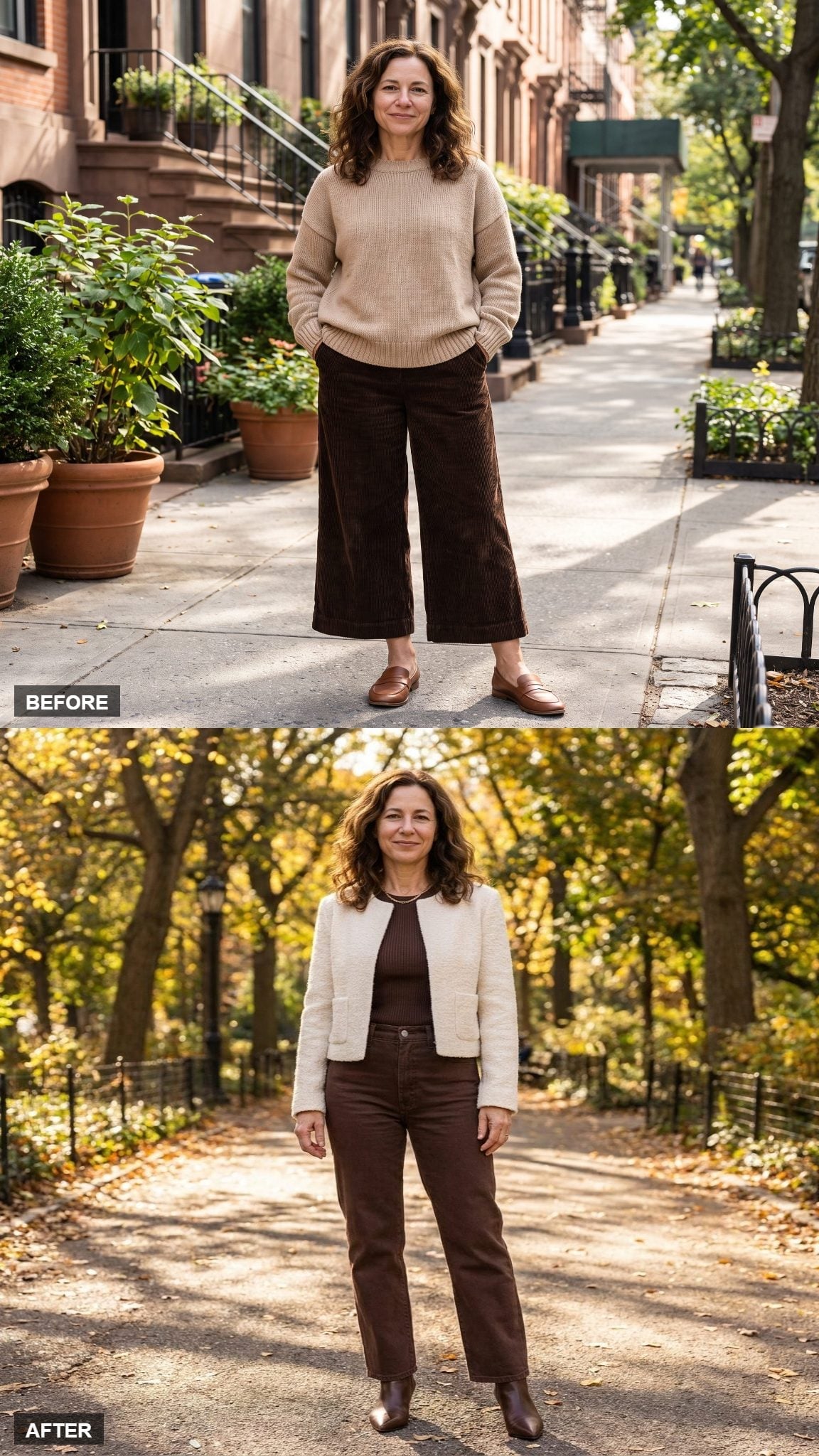 Straight Trousers and a Bouclé Jacket Just Solved Her Biggest Styling Problem