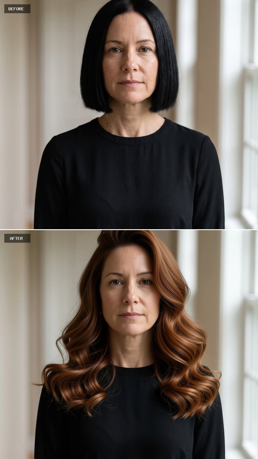 Warm Auburn Waves Past the Collarbone: When Length and Color Work the Same Angle