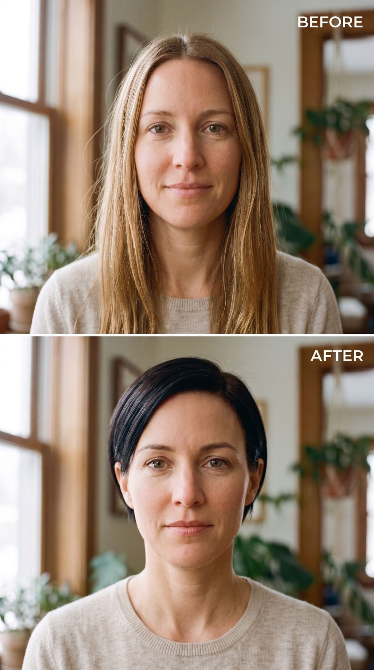 Blonde and Long Gone Dark, Cropped Close, and Her Neck Just Lost Its Last Argument