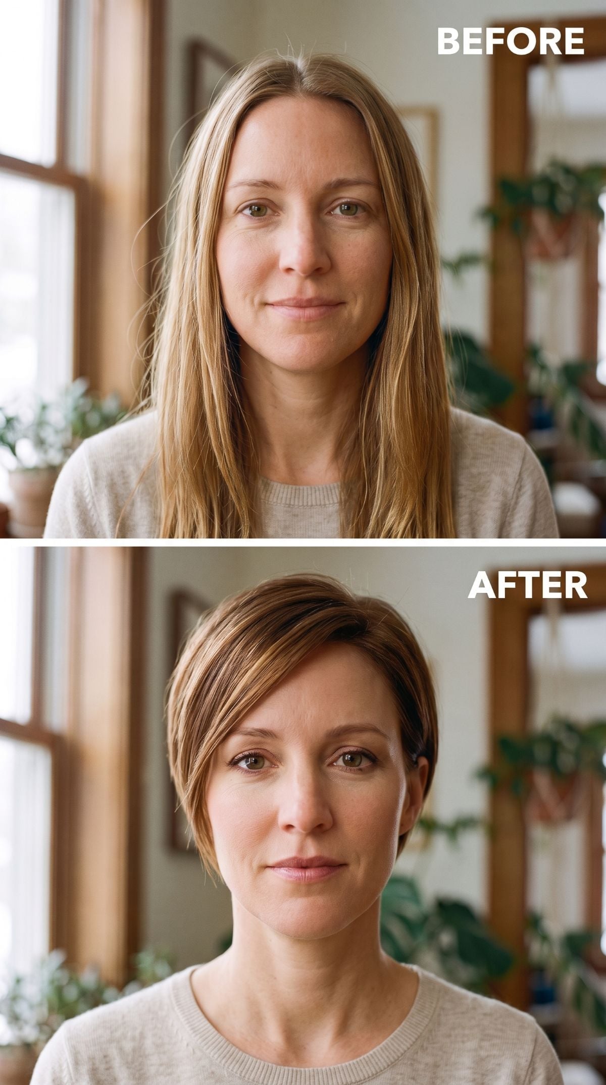 Blonde and Shoulder-Length Gone, Short Brown Crop In, and Her Neck Just Lost Its Case