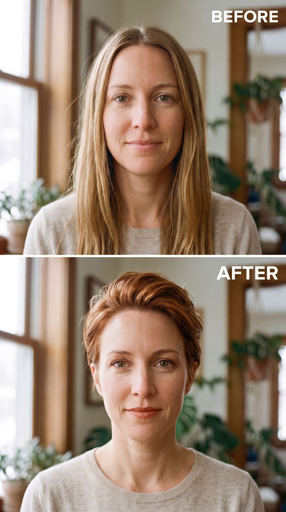 Blonde and Shoulder-Length Out, Copper Pixie In, and Her Neck Just Lost Its Evidence