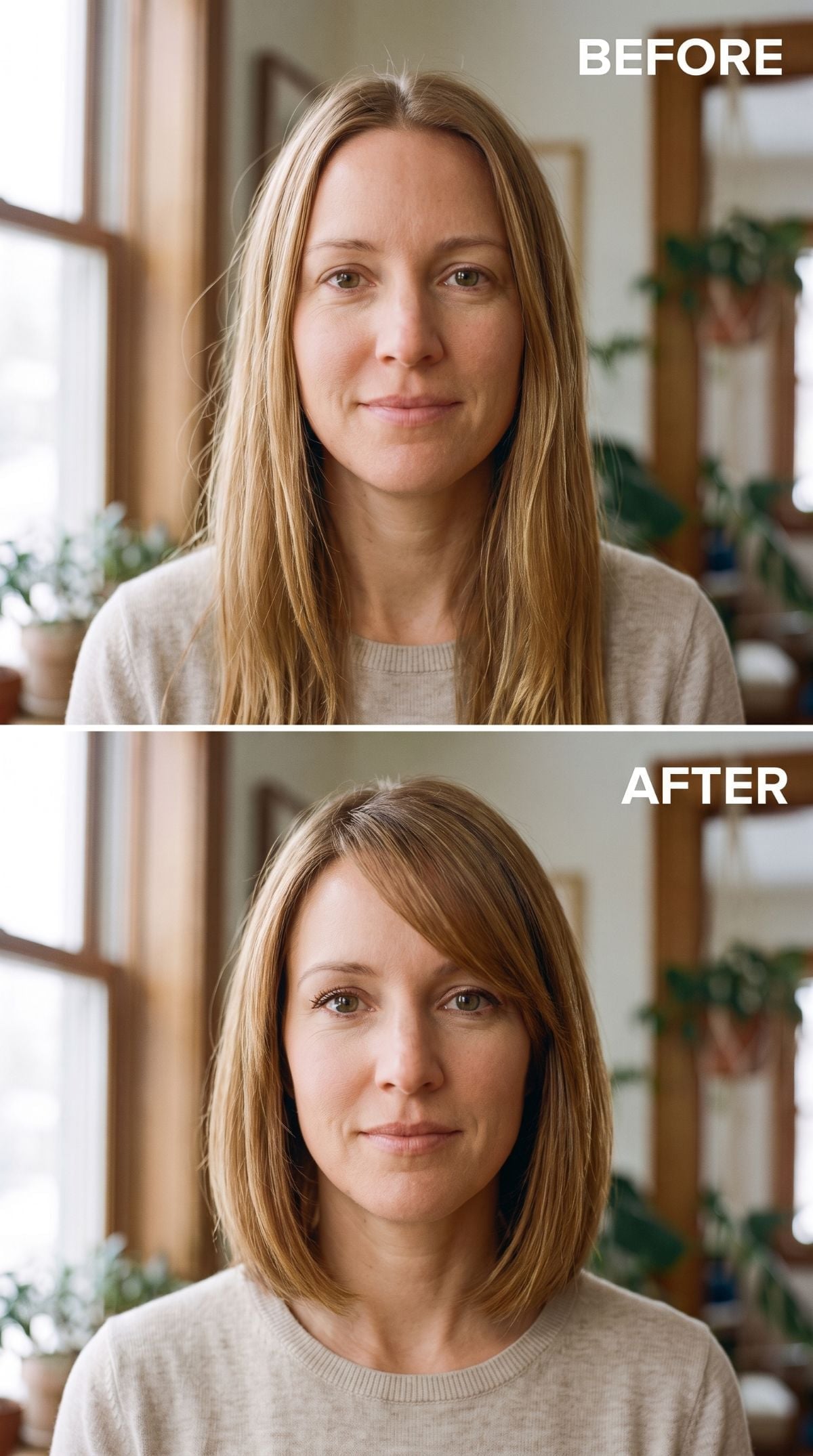 Soft Side-Sweep Bangs and a Chin Bob That Quietly Retired Her Neck