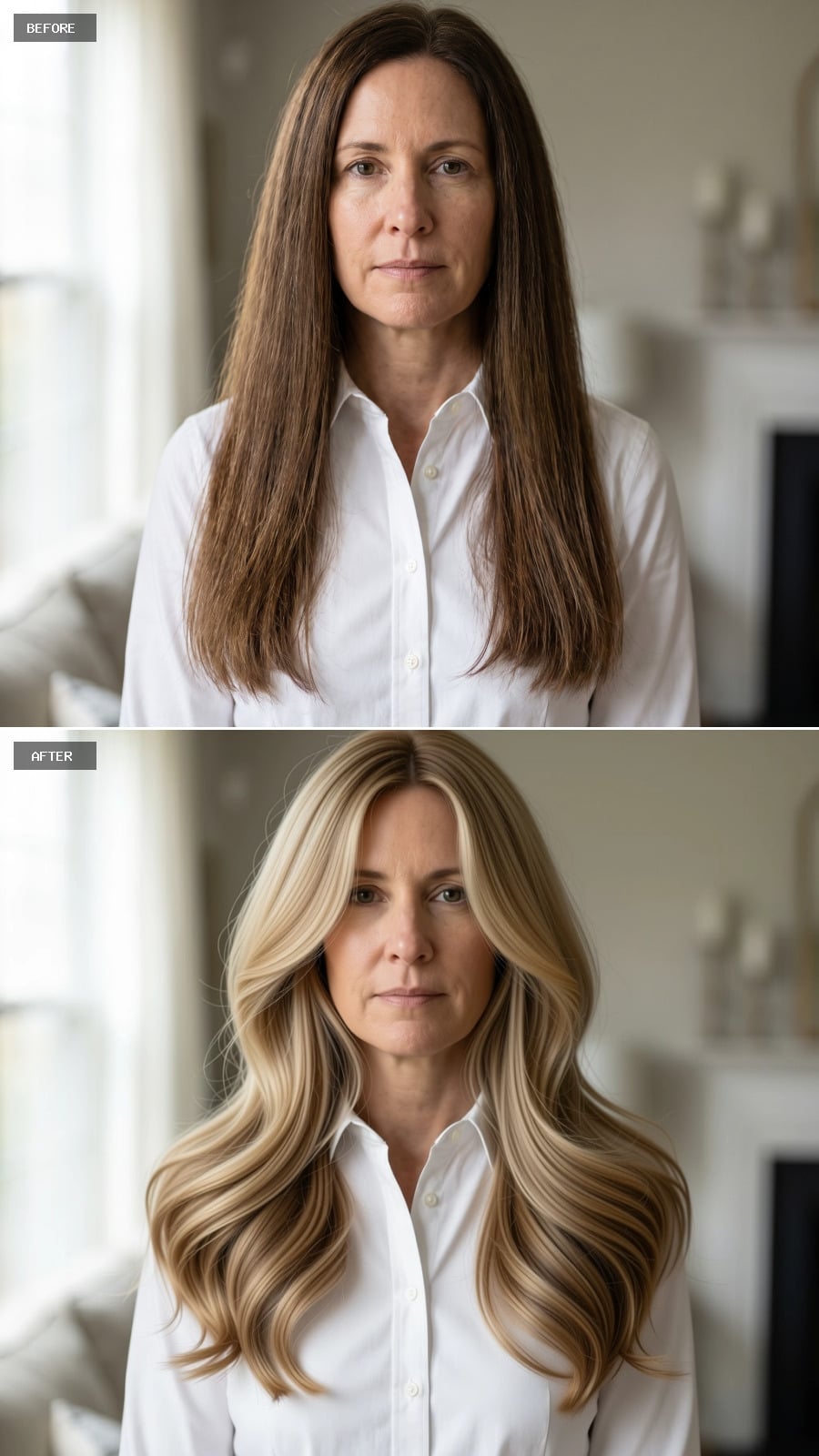 Blonde Balayage Waves Gave Her Long Hair a Slimming Shape She Didn't Expect
