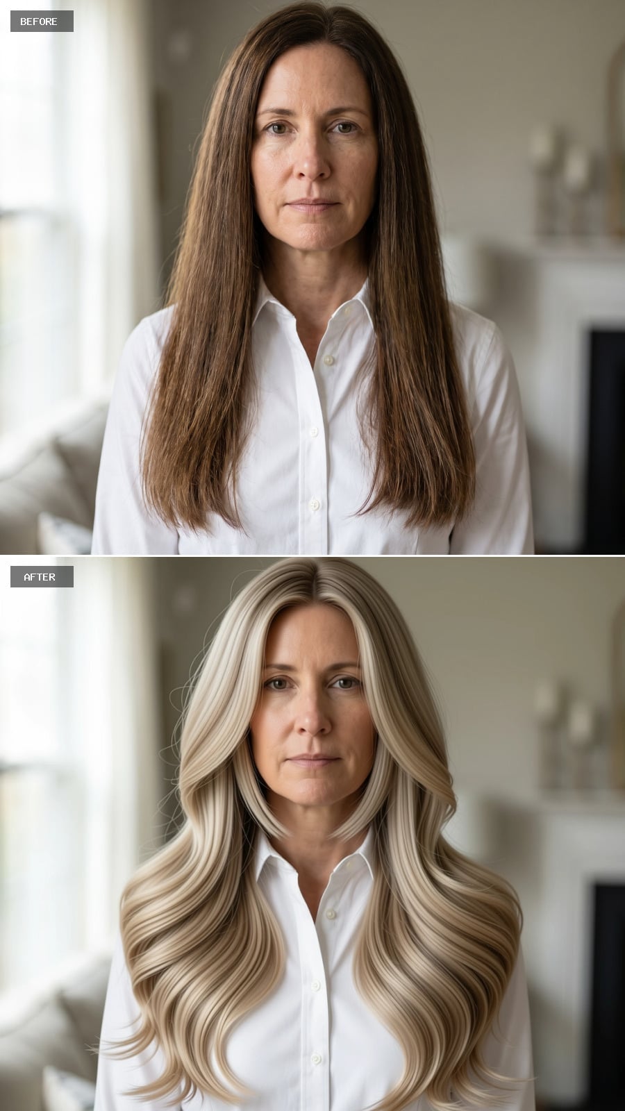 Blonde Waves and Volume Gave Her Long Hair a Slimming Shape She Actually Kept