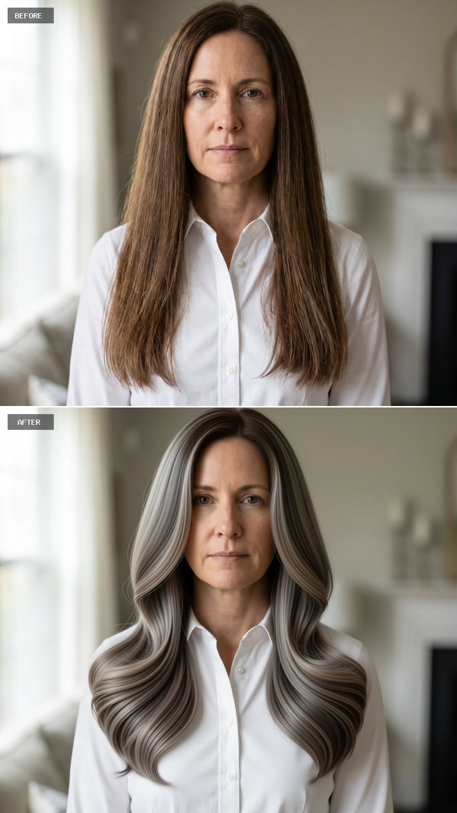 Gray Balayage and Waves Gave Her Long Hair a Shape That Finally Earned Its Length