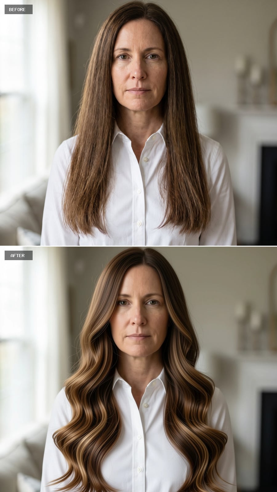 Highlights and Body Waves Gave Her Long Hair a Shape That Length Alone Never Would