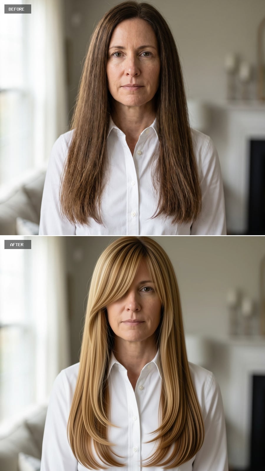 Long Hair Got Slimmer the Moment She Added Bangs and Went Blonde