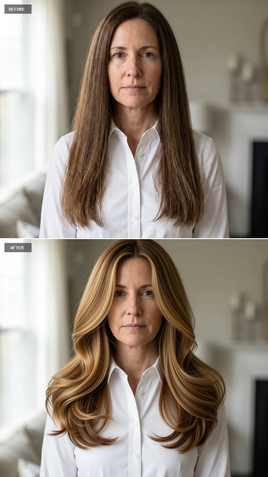 Soft Waves and Blonde Dimension Gave Her Long Hair a Slimming Shape That Held