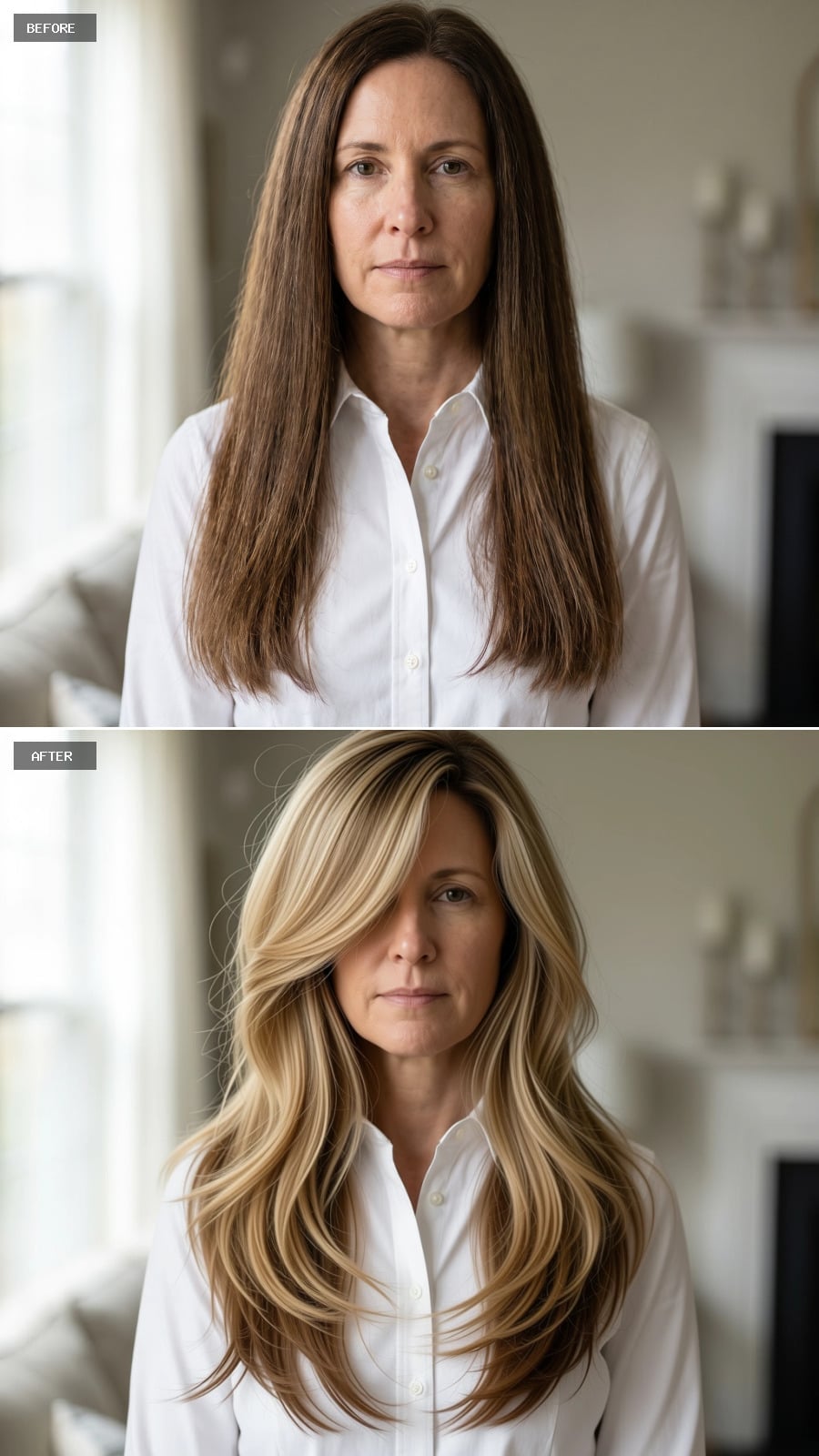 Voluminous Blonde Layers Gave Her Long Hair the Slim Shape She'd Been Chasing