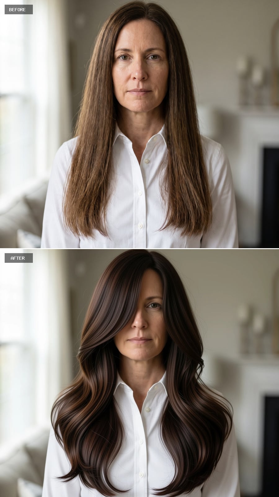 Voluminous Waves at 49 Proved Long Hair and Slim Silhouettes Aren't Mutually Exclusive
