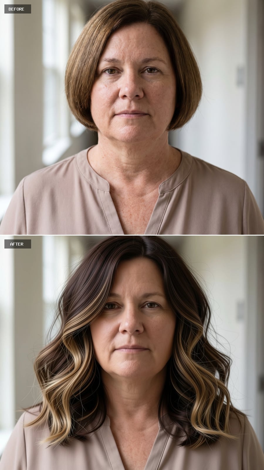 Balayage, Body, and a Wave Pattern That Pulls Every Eye Downward